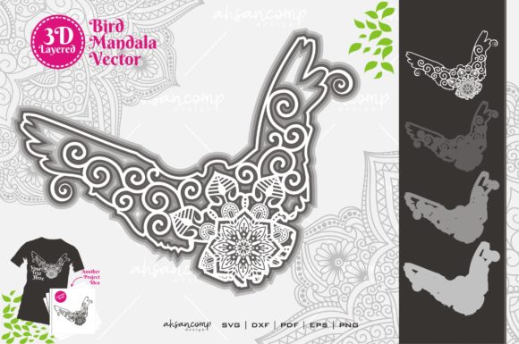 Bird Mandala 4: 3D SVG for Shadow Boxes