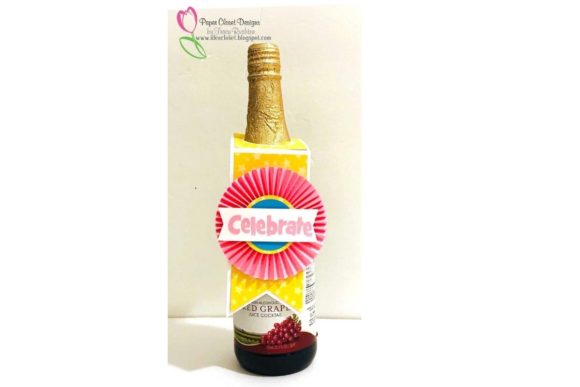 Birthday Bottle Label with Rosette: A 3D SVG for Shapes