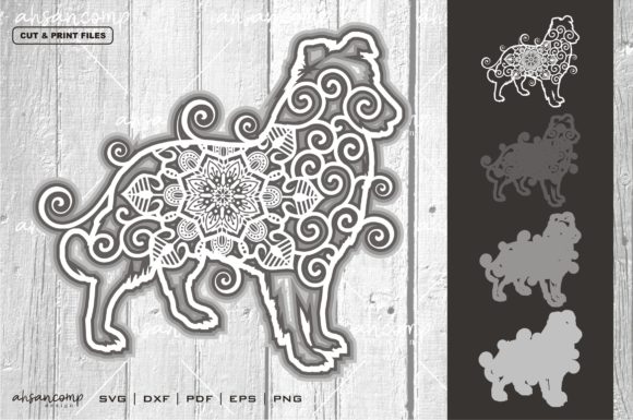 Dog 2 Mandala 3D SVG for Stunning Shadow Boxes