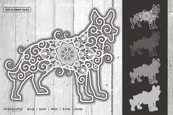 Dog Mandala Vector 5: 3D SVG for Shadow Boxes