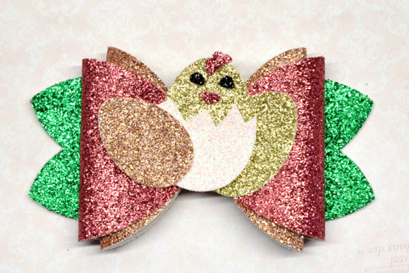 Easter Chick Bow Template: A 3D SVG for Shapes
