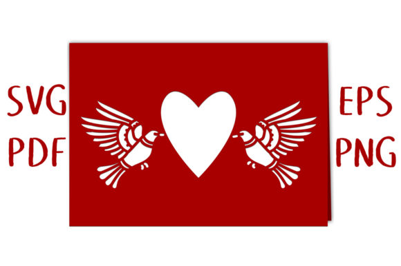 Flying Doves Heart Aperture Card SVG Cut: 3D SVG Shapes