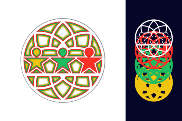 Kids in Mandala: 3D SVG for Shadow Boxes & Branding
