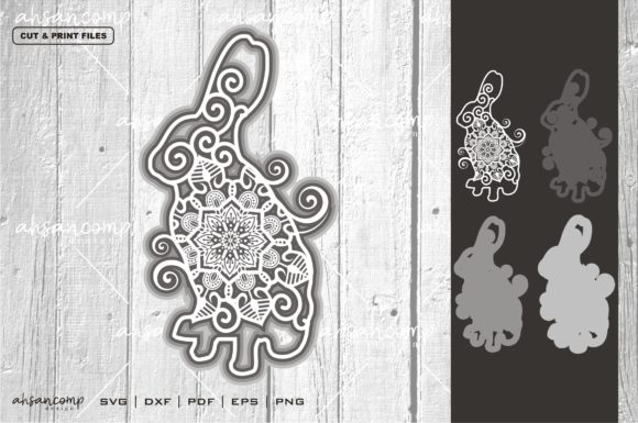 Rabbit Mandala Vector 4: Premium 3D SVG Shapes