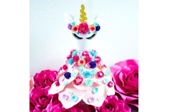 Unicorn Paper Dress: 3D SVG for Paper Flowers