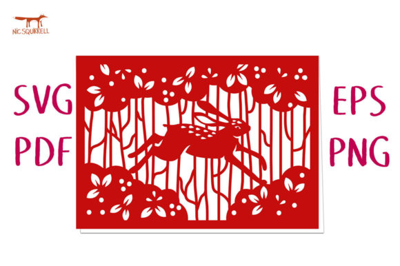 Woodland Hare 3D SVG for Christmas Cards